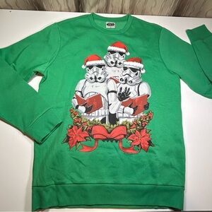 Star Wars Green Stormtrooper Holiday Sweatshirt Men's M Medium Caroling